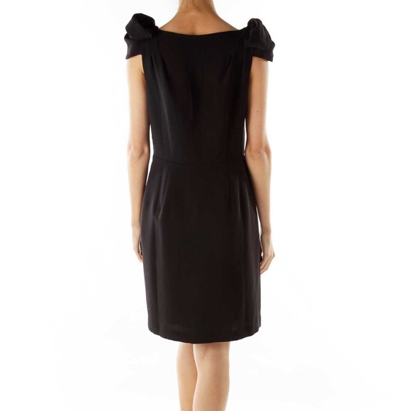 Ann Taylor Loft Black Ruffle Cap Sleeve Dress Size 4 - Picture 3 of 9